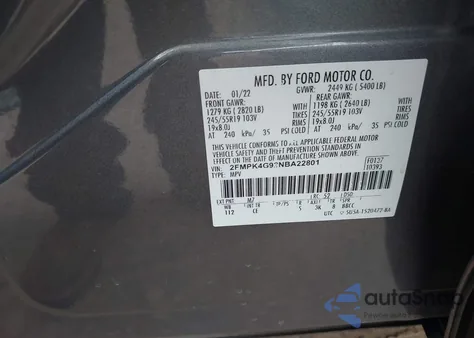 2022 Ford Edge Se из США, поврежденный, VIN 2FMPK4G92NBA22801